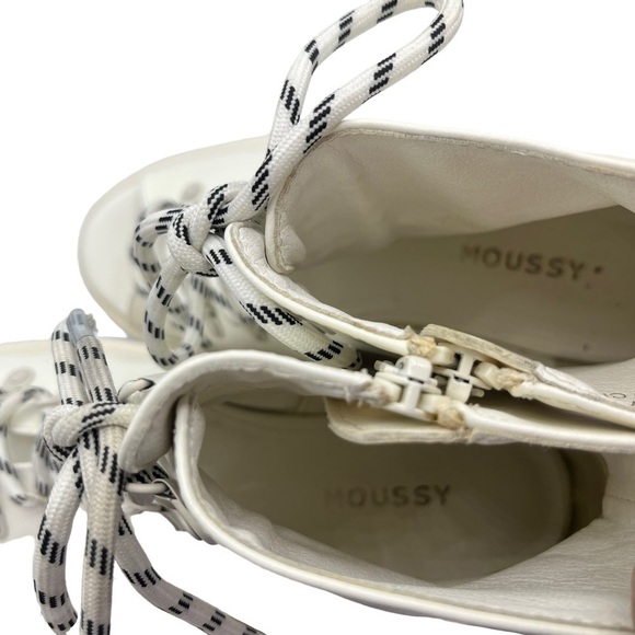 Moussy Open Toe Chunky Boots White Lace Up Ankle US 7 Combat Style - Picture 10 of 16